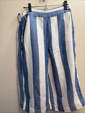 Madewell Huston linen blue and White Striped Wide-Leg Pants